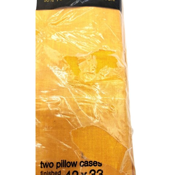 Vintage Tex-Made TruPrest Pillowcases 42x33 Yellow Gold 50% Fortrel 50% Cotton M - Picture 7 of 8